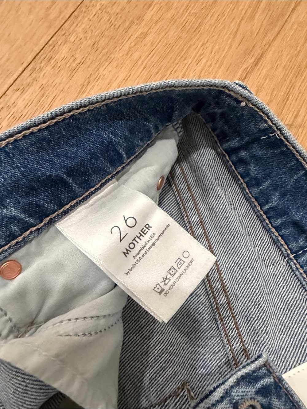 MOTHER Straight Leg Jeans in Medium Blue Wash - Picture 2 of 3